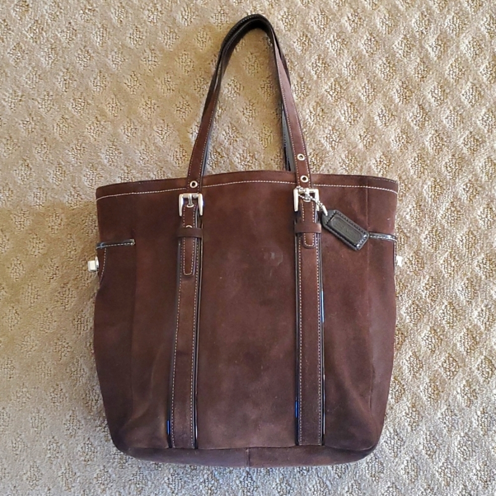 COACH Vintage Chocolate Suede Hampton Tote